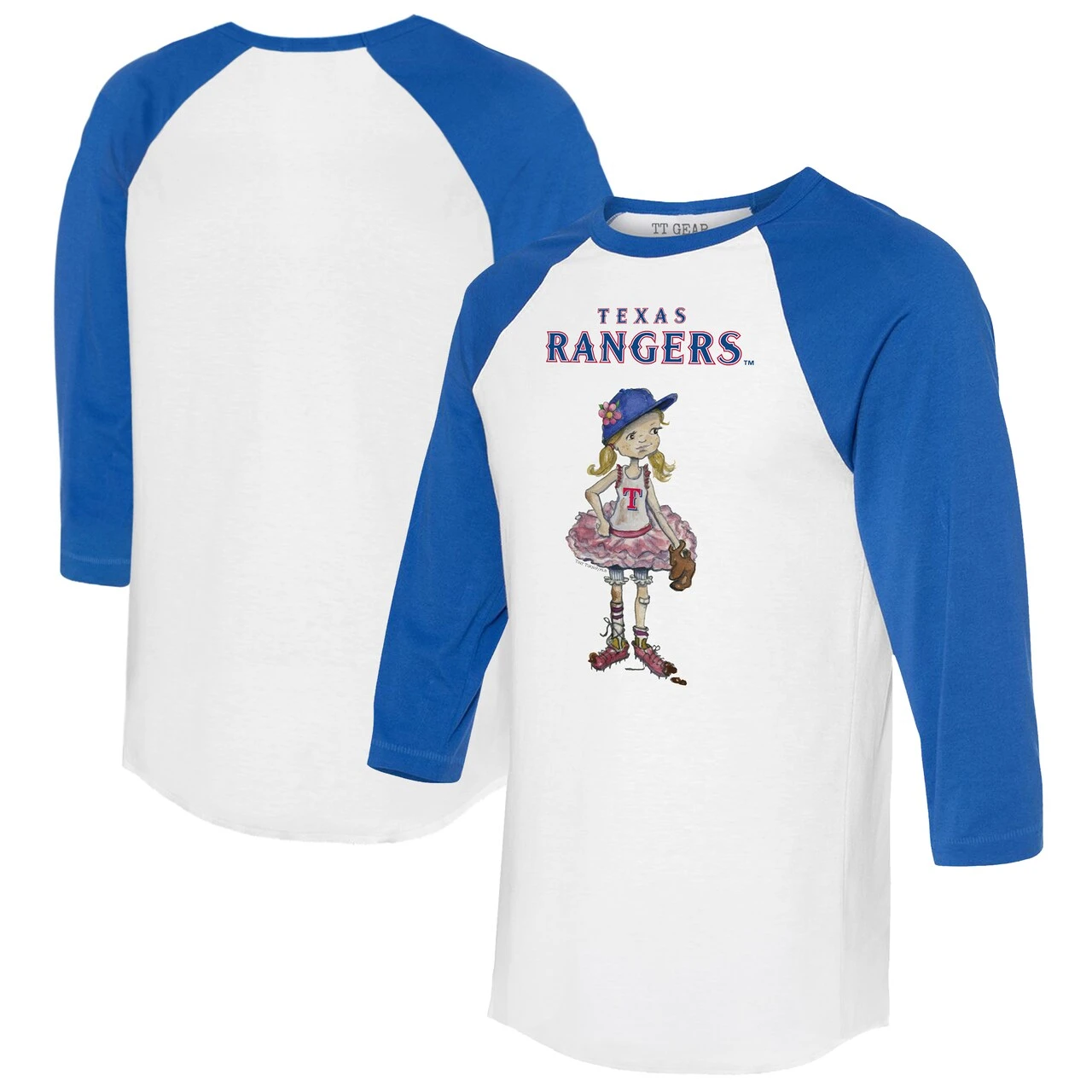 Women's Texas Rangers Tiny Turnip White/Royal Babes 3/4-Sleeve Raglan T-Shirt 3 Women's Texas Rangers Tiny Turnip White/Royal Babes 3/4-Sleeve Raglan T-Shirt