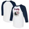 Women's Atlanta Braves Tiny Turnip White/Navy Baseball Tear 3/4-Sleeve Raglan T-Shirt -Baseball Peripherals Store 4 sleeve raglan t shirt ss5 p 5301446pv 1u dp82pqihstbqlq863ajmv fdo3kfoohd22c3eemq4g