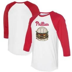 Women's Philadelphia Phillies Tiny Turnip White/Red Burger 3/4-Sleeve Raglan T-Shirt