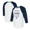 Women's New York Yankees Tiny Turnip White/Navy Stacked 3/4-Sleeve Raglan T-Shirt