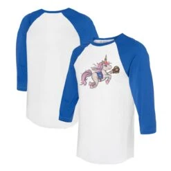 Women's Toronto Blue Jays Tiny Turnip White/Royal Unicorn 3/4-Sleeve Raglan T-Shirt