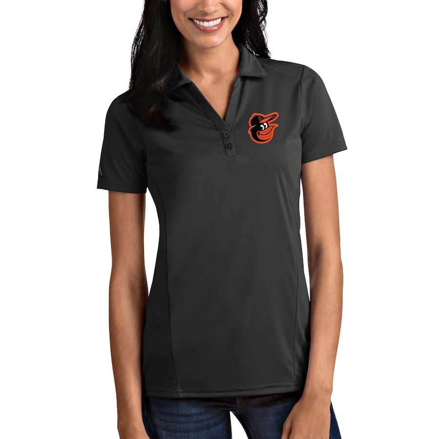 Baltimore Orioles Antigua Women's Tribute Polo - Gray 3 Baltimore Orioles Antigua Women's Tribute Polo - Gray