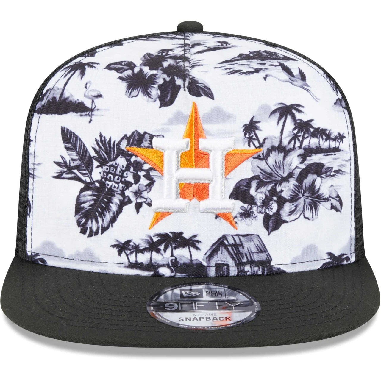 Men's Houston Astros New Era White/Black Vacay 2.0 A-Frame Trucker 9FIFTY Snapback Hat 4 Men's Houston Astros New Era White/Black Vacay 2.0 A-Frame Trucker 9FIFTY Snapback Hat - Image 2