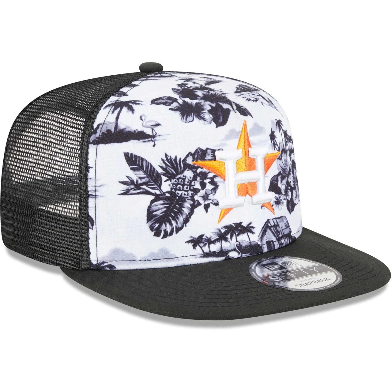 Men's Houston Astros New Era White/Black Vacay 2.0 A-Frame Trucker 9FIFTY Snapback Hat 5 Men's Houston Astros New Era White/Black Vacay 2.0 A-Frame Trucker 9FIFTY Snapback Hat - Image 3