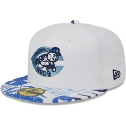 Men's Cincinnati Reds New Era White/Blue Flamingo 59FIFTY Fitted Hat