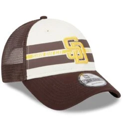 Men's San Diego Padres New Era White/Brown Team Stripe Trucker 9FORTY Snapback Hat -Baseball Peripherals Store brown san diego padres team stripe trucker 9forty snapback hat ss5 p 5002648pv 3u phqsvdawaijjf2ipkracv yqbx4seaq6skgg8pigwd