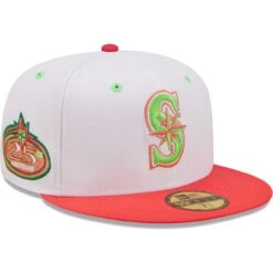 Men's Seattle Mariners New Era White/Coral 25th Anniversary Strawberry Lolli 59FIFTY Fitted Hat