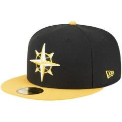 Men's Seattle Mariners New Era Black/Gold 59FIFTY Fitted Hat -Baseball Peripherals Store gold seattle mariners 59fifty fitted hat ss5 p 200015988pv 3u 4tek5zazheq8bz1zczrzv hjzk4ns18mekeahswxrd