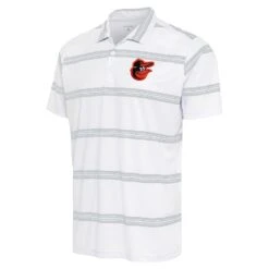 Men's Baltimore Orioles Antigua White/Gray Groove Polo