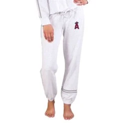 Women's Los Angeles Angels Concepts Sport Cream/Gray Pendant French Terry Jogger Pants
