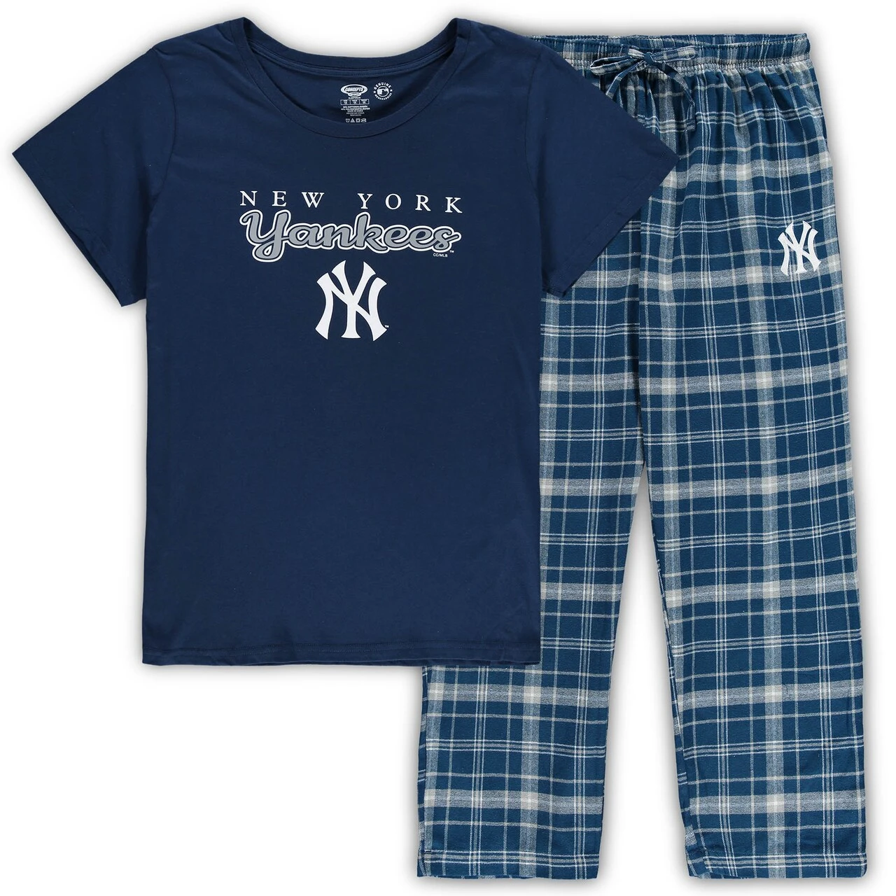 Women's New York Yankees Concepts Sport Navy/Gray Plus Size T-Shirt & Flannel Pants Sleep Set 3 Women's New York Yankees Concepts Sport Navy/Gray Plus Size T-Shirt & Flannel Pants Sleep Set