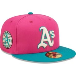 Men's Oakland Athletics New Era Pink/Green Cooperstown Collection 1972 World Series Passion Forest 59FIFTY Fitted Hat