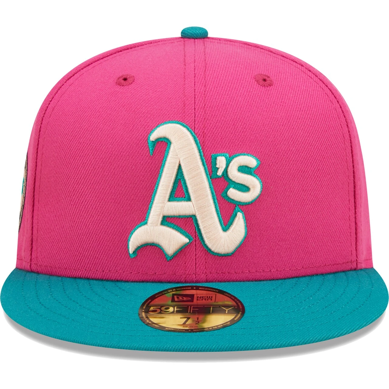 Men's Oakland Athletics New Era Pink/Green Cooperstown Collection 1972 World Series Passion Forest 59FIFTY Fitted Hat 4 Men's Oakland Athletics New Era Pink/Green Cooperstown Collection 1972 World Series Passion Forest 59FIFTY Fitted Hat - Image 2