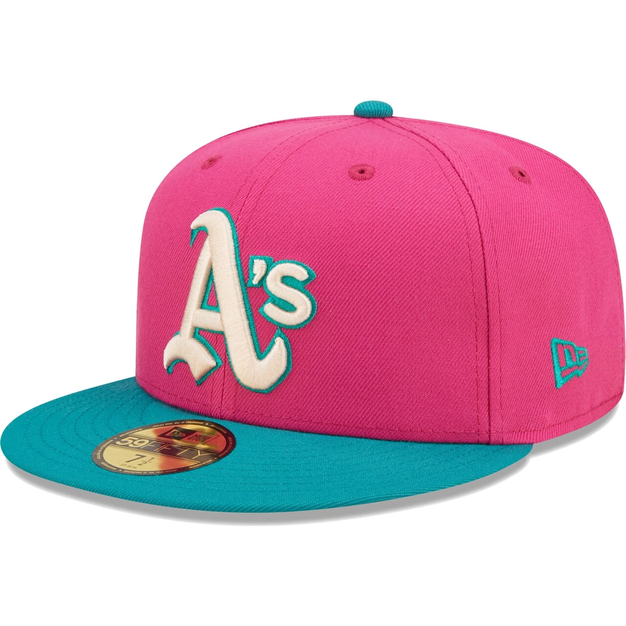 Men's Oakland Athletics New Era Pink/Green Cooperstown Collection 1972 World Series Passion Forest 59FIFTY Fitted Hat 5 Men's Oakland Athletics New Era Pink/Green Cooperstown Collection 1972 World Series Passion Forest 59FIFTY Fitted Hat - Image 3