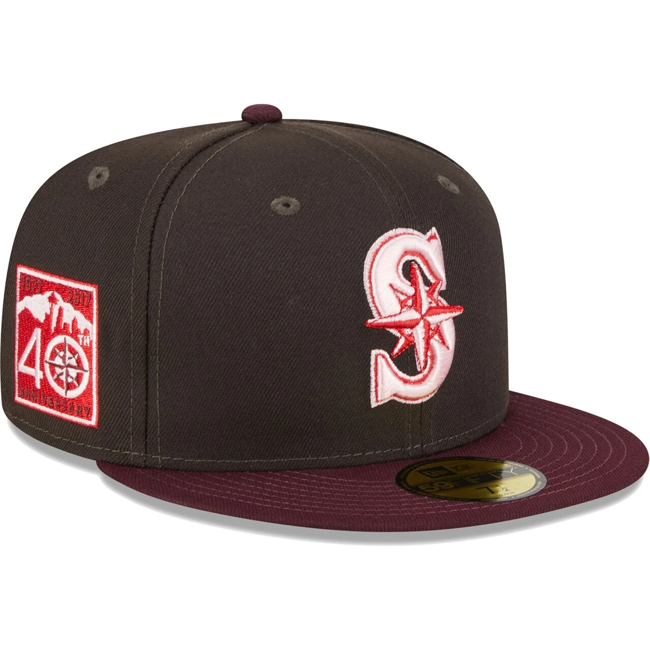 Men's Seattle Mariners New Era Brown/Maroon Chocolate Strawberry 59FIFTY Fitted Hat 3 Men's Seattle Mariners New Era Brown/Maroon Chocolate Strawberry 59FIFTY Fitted Hat