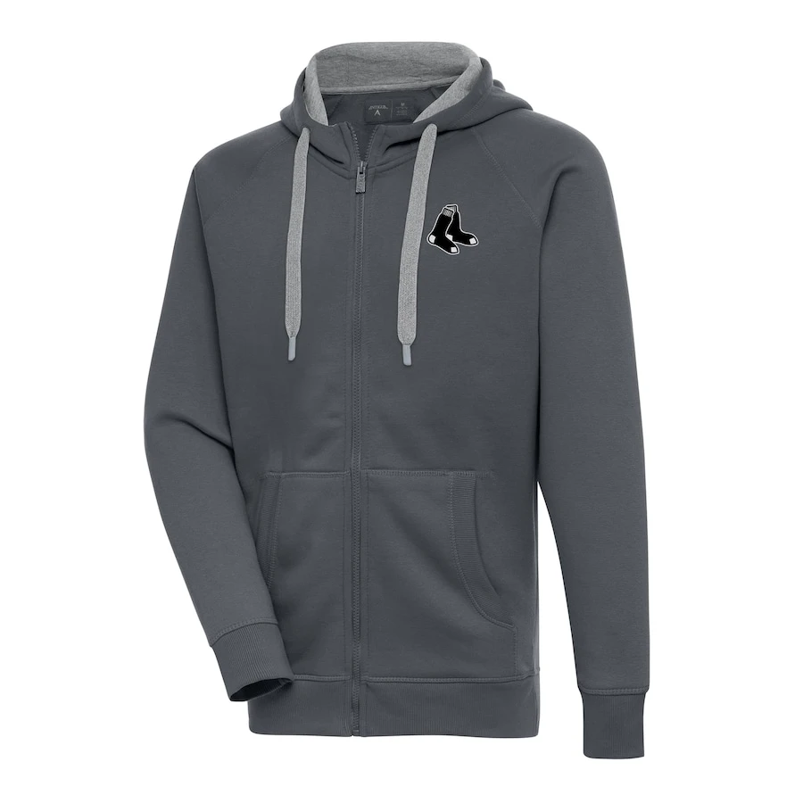 Men's Boston Red Sox Antigua Charcoal Metallic Victory Full-Zip Hoodie 2 Men's Boston Red Sox Antigua Charcoal Metallic Victory Full-Zip Hoodie