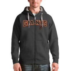 San Francisco Giants Antigua Charcoal Team Logo Victory Full-Zip Hoodie