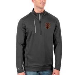 Men's San Francisco Giants Antigua Gray Generation Quarter-Zip Pullover Jacket