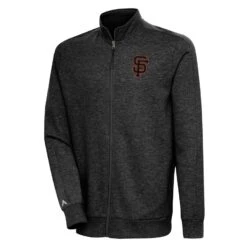 Men's San Francisco Giants Antigua Heather Black Action Full-Zip Jacket