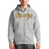 Pittsburgh Pirates Antigua Heather Gray Team Logo Victory Full-Zip Hoodie