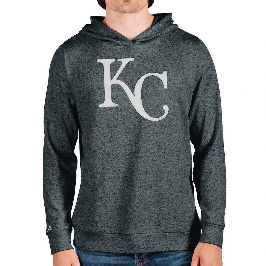 Men's Kansas City Royals Antigua Heathered Charcoal Team Logo Absolute Pullover Hoodie 3 Men's Kansas City Royals Antigua Heathered Charcoal Team Logo Absolute Pullover Hoodie