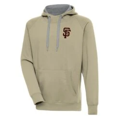Men's San Francisco Giants Antigua Khaki Victory Pullover Hoodie