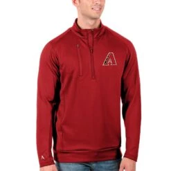 Men's Arizona Diamondbacks Antigua Red Generation Quarter-Zip Pullover Jacket