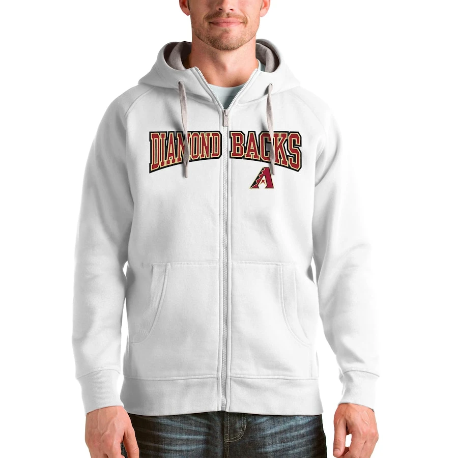 Arizona Diamondbacks Antigua White Team Logo Victory Full-Zip Hoodie 3 Arizona Diamondbacks Antigua White Team Logo Victory Full-Zip Hoodie
