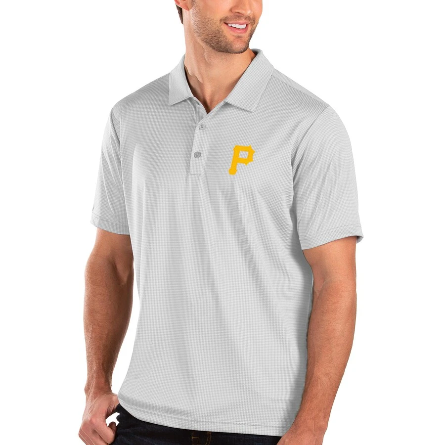 Men's Pittsburgh Pirates Antigua White Balance Polo 3 Men's Pittsburgh Pirates Antigua White Balance Polo