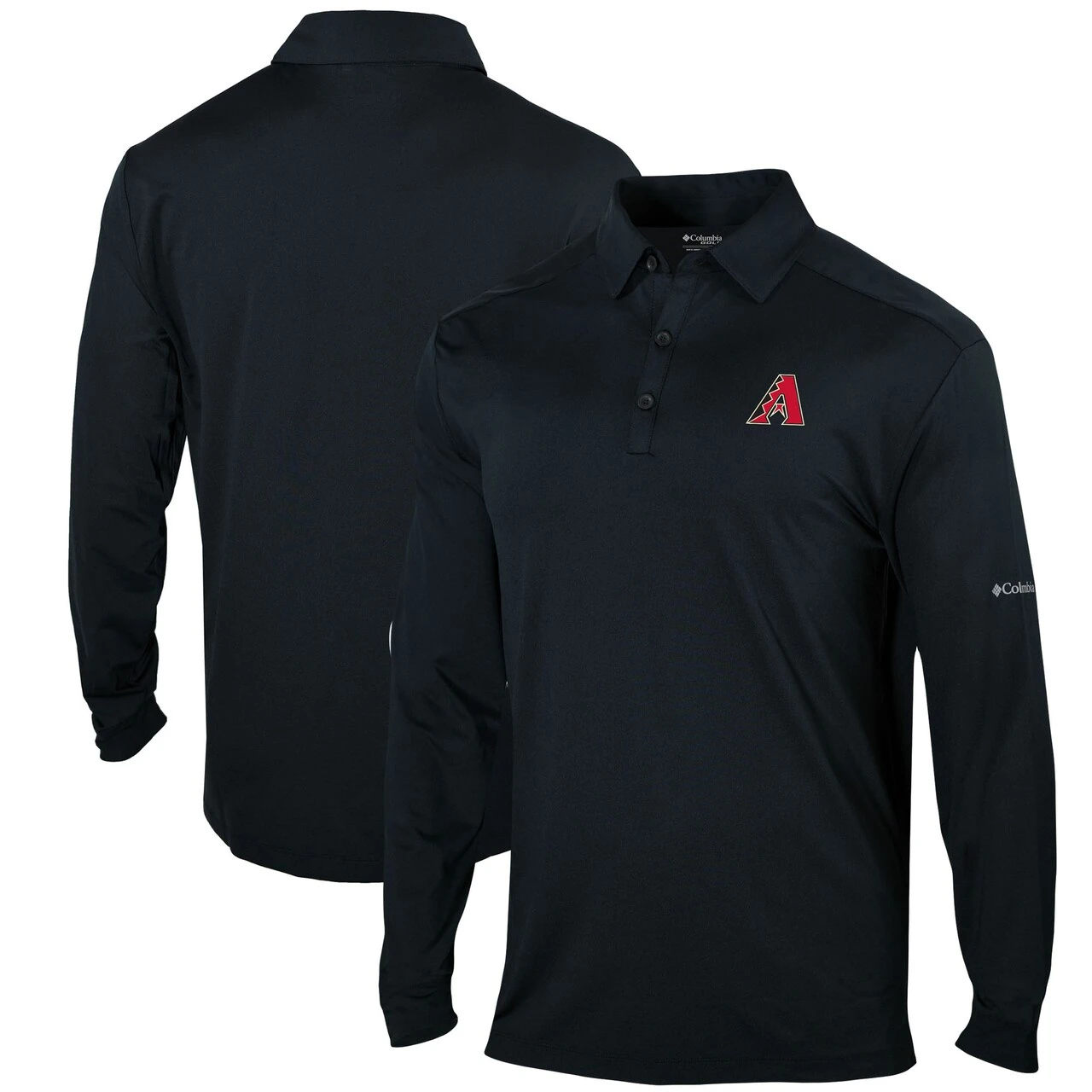 Men's Arizona Diamondbacks Columbia Black Pin High Omni-Wick Long Sleeve Polo 3 Men's Arizona Diamondbacks Columbia Black Pin High Omni-Wick Long Sleeve Polo