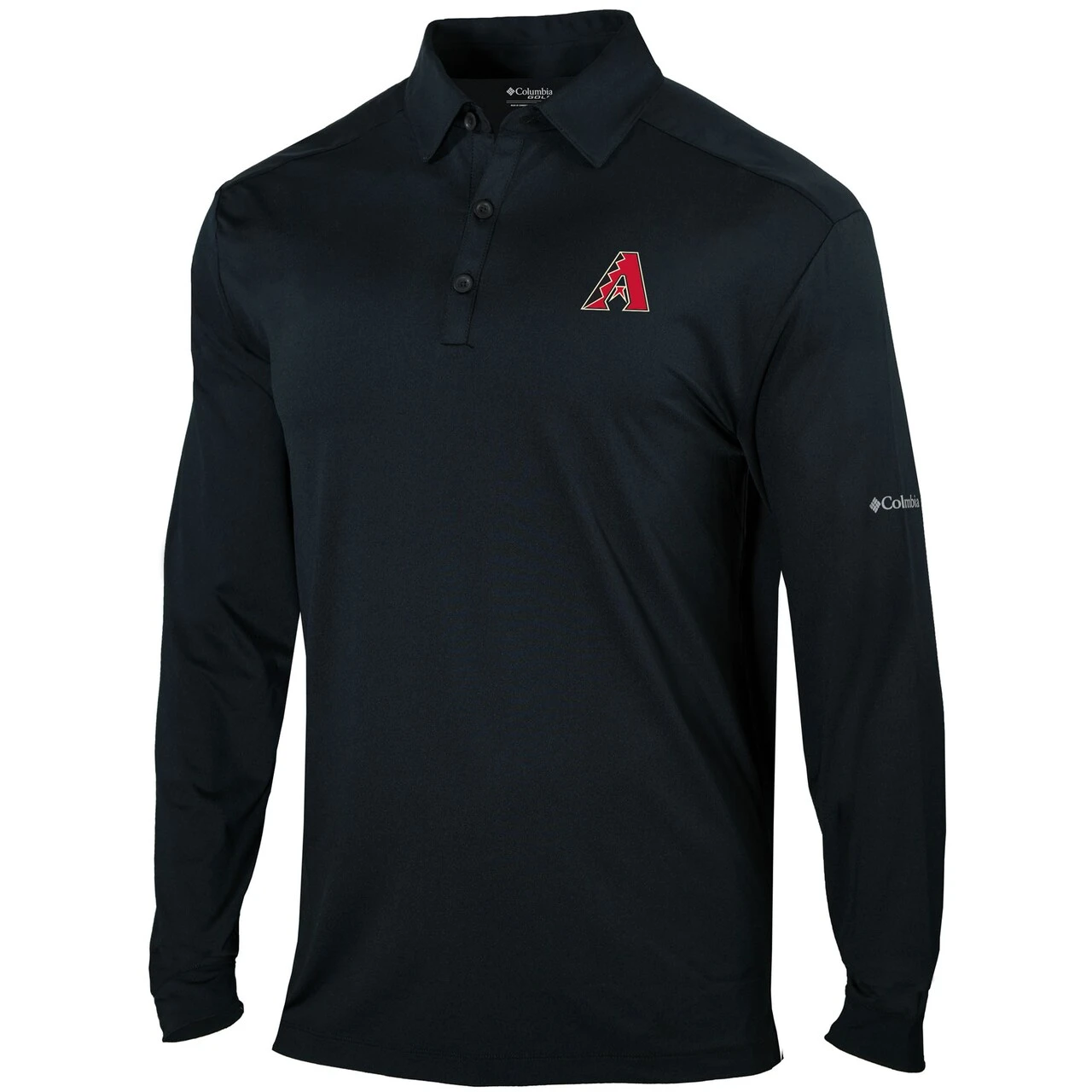 Men's Arizona Diamondbacks Columbia Black Pin High Omni-Wick Long Sleeve Polo 4 Men's Arizona Diamondbacks Columbia Black Pin High Omni-Wick Long Sleeve Polo - Image 2