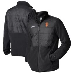 Men's San Francisco Giants Columbia Black Basin Butte Fleece Full-Zip Jacket