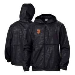 Men's San Francisco Giants Columbia Black Camo Flash Forward Full-Zip Team Logo Windbreaker Jacket