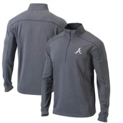 Men's Atlanta Braves Columbia Heather Gray Omni-Wick Shotgun Quarter-Zip Pullover Top