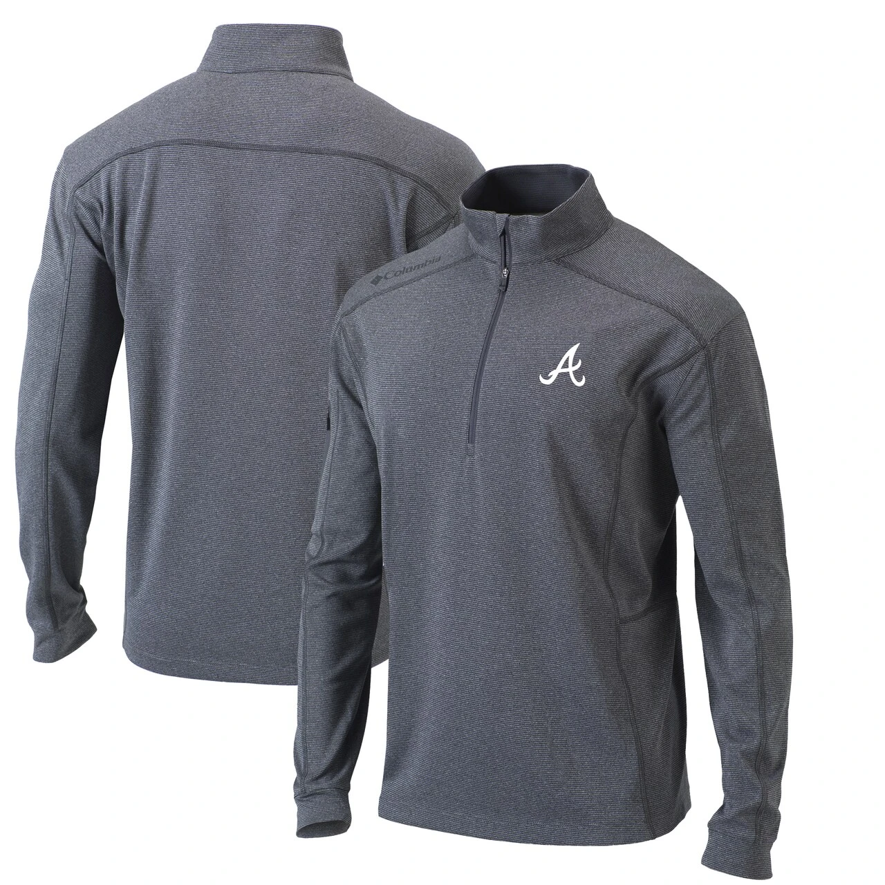 Men's Atlanta Braves Columbia Heather Gray Omni-Wick Shotgun Quarter-Zip Pullover Top 3 Men's Atlanta Braves Columbia Heather Gray Omni-Wick Shotgun Quarter-Zip Pullover Top