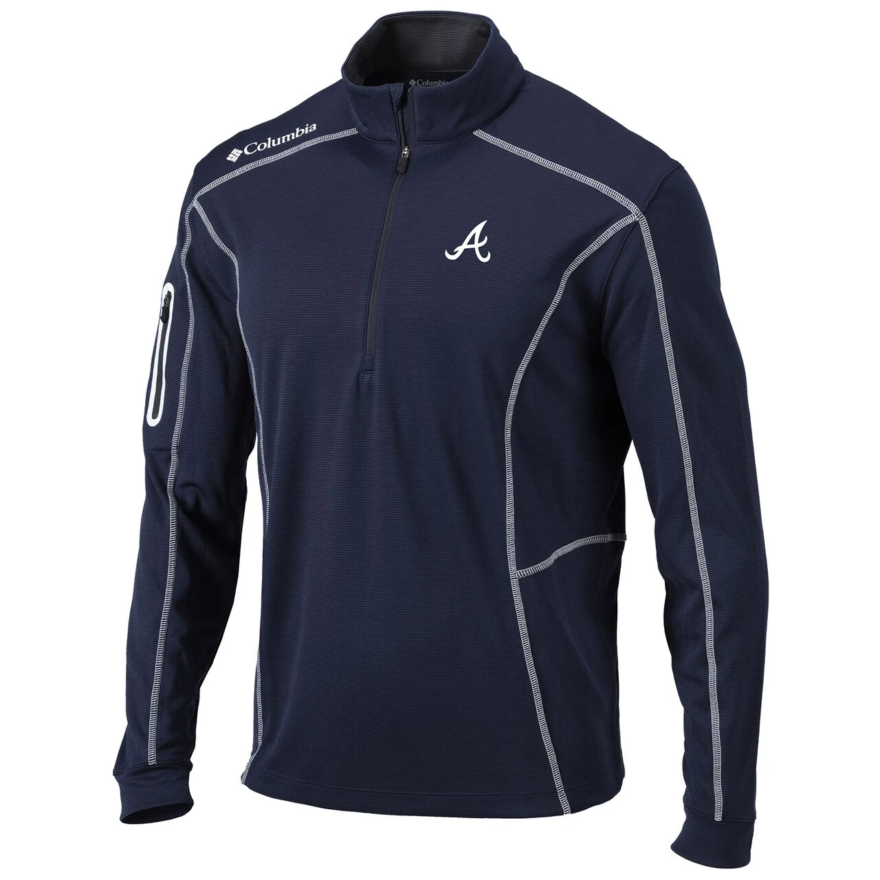 Men's Atlanta Braves Columbia Navy Shotgun Omni-Wick Quarter-Zip Pullover Jacket 4 Men's Atlanta Braves Columbia Navy Shotgun Omni-Wick Quarter-Zip Pullover Jacket - Image 2