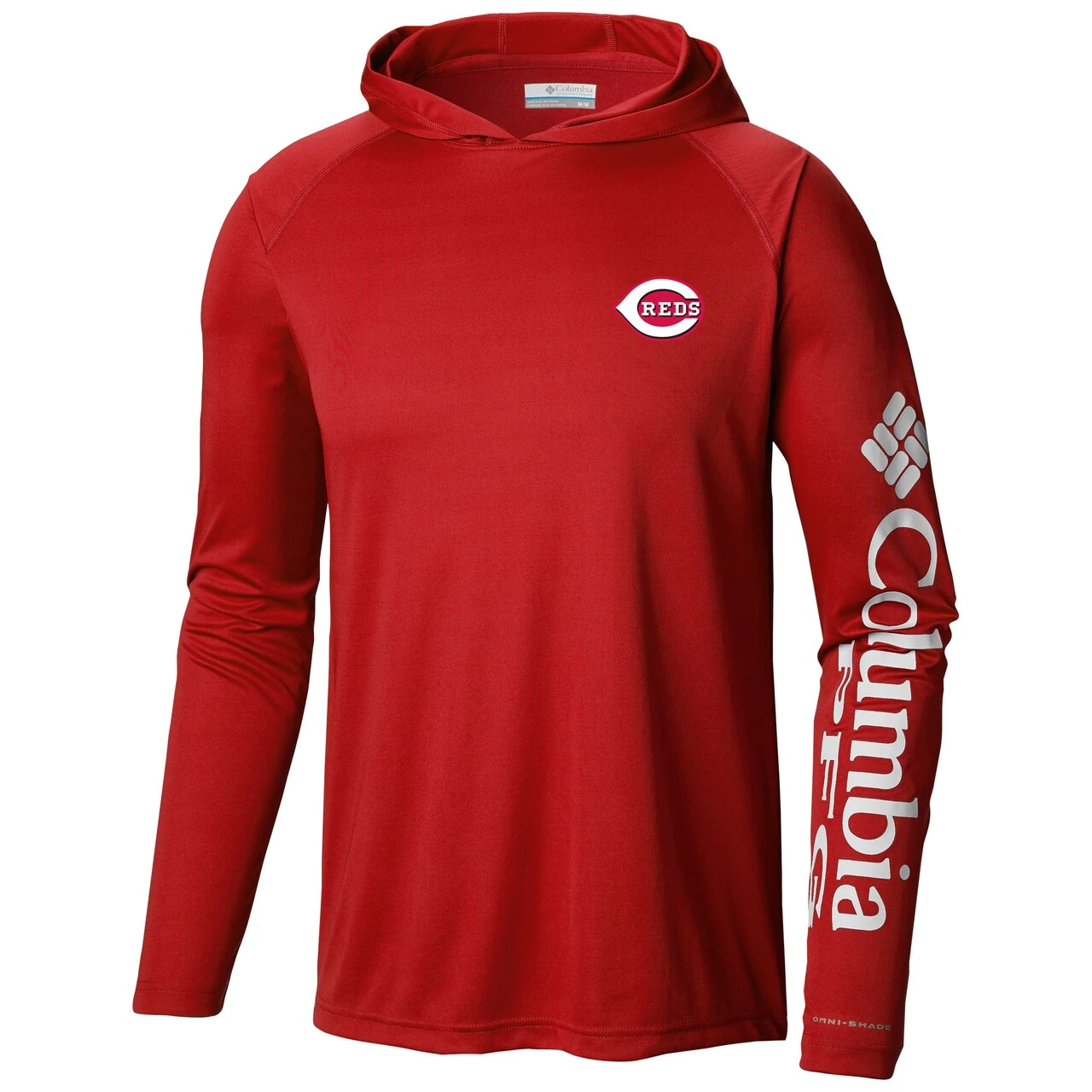 Men's Cincinnati Reds Columbia Red Terminal Tackle Long Sleeve Hoodie T-Shirt 4 Men's Cincinnati Reds Columbia Red Terminal Tackle Long Sleeve Hoodie T-Shirt - Image 2