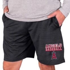 Men's Los Angeles Angels Concepts Sport Charcoal Bullseye Knit Jam Shorts
