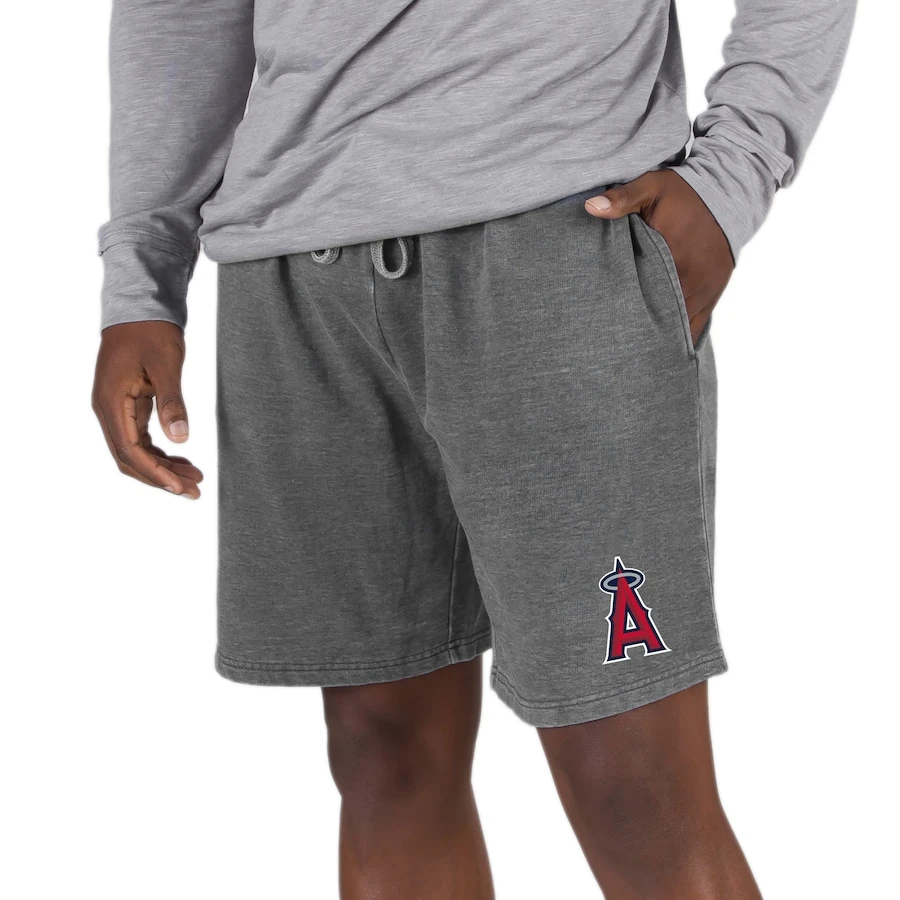 Men's Los Angeles Angels Concepts Sport Charcoal Trackside Fleece Jam Shorts 3 Men's Los Angeles Angels Concepts Sport Charcoal Trackside Fleece Jam Shorts