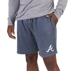 Men's Atlanta Braves Concepts Sport Navy Trackside Fleece Jam Shorts