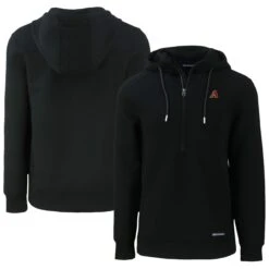 Men's Arizona Diamondbacks Cutter & Buck Black Roam Eco Half-Zip Recycled Pullover Hoodie