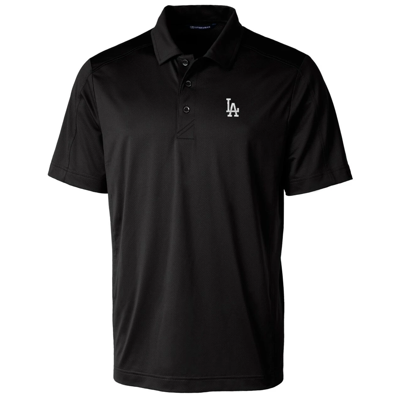 Men's Los Angeles Dodgers Cutter & Buck Black Prospect Textured Stretch Polo 4 Men's Los Angeles Dodgers Cutter & Buck Black Prospect Textured Stretch Polo - Image 2