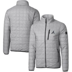 Men's Atlanta Braves Cutter & Buck Gray Rainier Eco Insulated Full-Zip Puffer Jacket