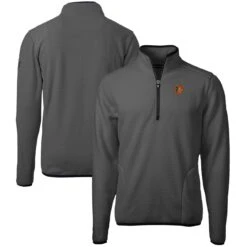 Men's Baltimore Orioles Cutter & Buck Gray Cascade Eco Sherpa Fleece Quarter-Zip Pullover Jacket