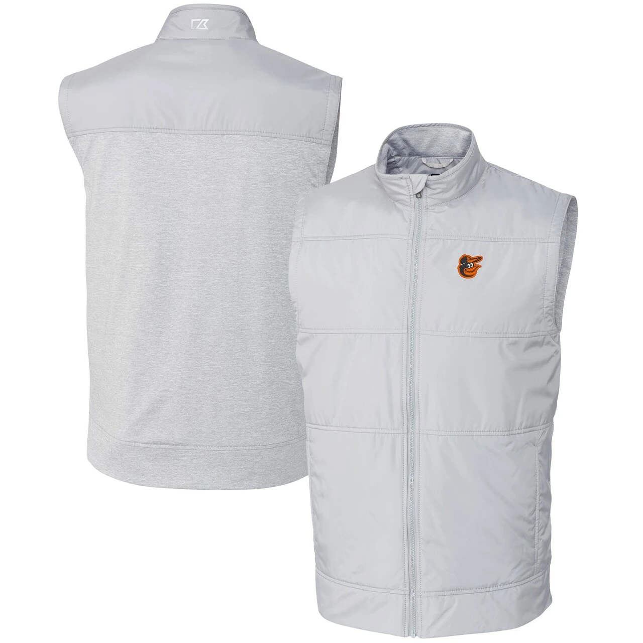 Men's Baltimore Orioles Cutter & Buck Gray Stealth Hybrid Quilted Windbreaker Full-Zip Vest 3 Men's Baltimore Orioles Cutter & Buck Gray Stealth Hybrid Quilted Windbreaker Full-Zip Vest
