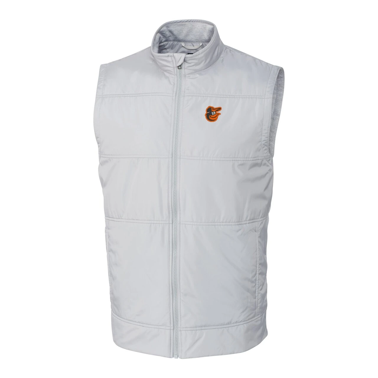 Men's Baltimore Orioles Cutter & Buck Gray Stealth Hybrid Quilted Windbreaker Full-Zip Vest 4 Men's Baltimore Orioles Cutter & Buck Gray Stealth Hybrid Quilted Windbreaker Full-Zip Vest - Image 2
