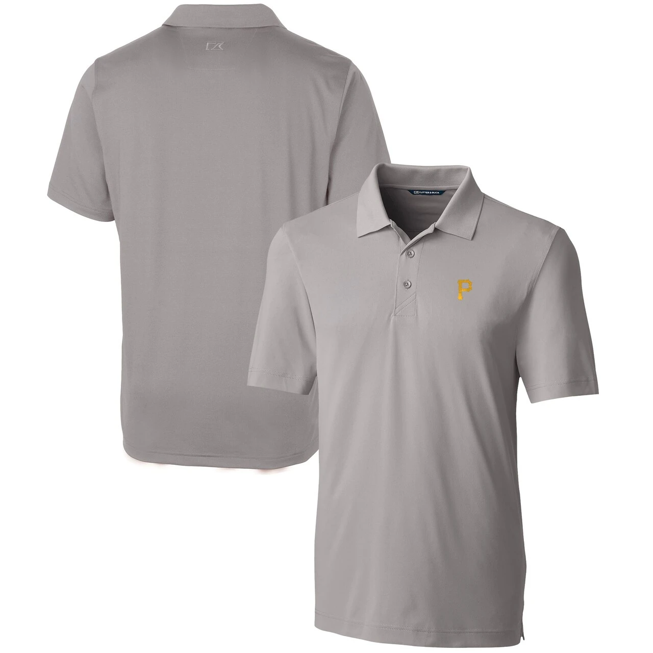 Men's Pittsburgh Pirates Cutter & Buck Gray Forge Stretch Polo 3 Men's Pittsburgh Pirates Cutter & Buck Gray Forge Stretch Polo