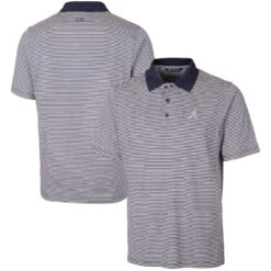 Men's Atlanta Braves Cutter & Buck Navy Forge Tonal Stripe Stretch Polo