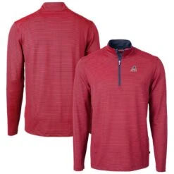 Men's Arizona Diamondbacks Cutter & Buck Red Americana Logo Virtue Eco Pique Stripe Recycled Quarter-Zip Pullover Top
