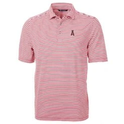 Men's Los Angeles Angels Cutter & Buck Red Virtue Eco Pique Stripe Recycled Polo